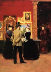 Graaf Ludovic Lepic en Dames die een Tentoonstelling Bekijken